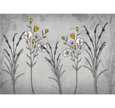 Mural de pared flores bocetos florales vintage - TenVinilo