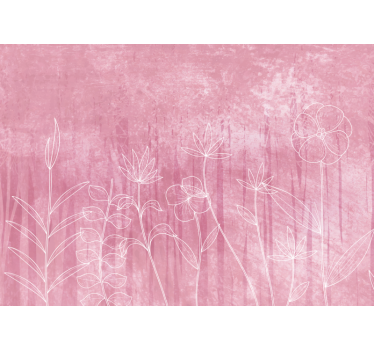 Mural de pared flores contorno floral delicado - TenVinilo