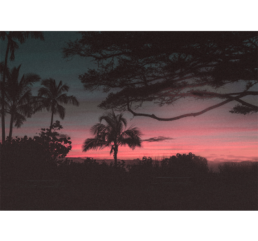Papel pintado paisaje silueta de atardecer tropical - TenVinilo