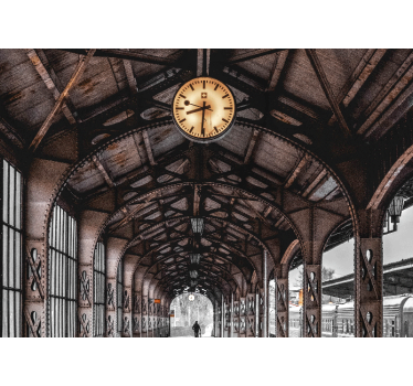 Fotomural ciudad arco de la estación del reloj - TenVinilo