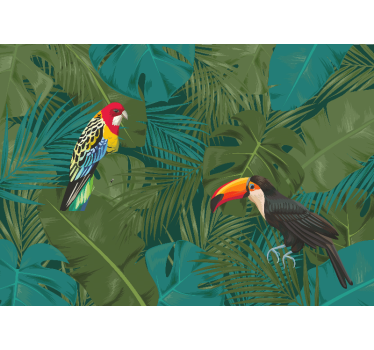 Fotomural animales loro tropical en exhibición - TenVinilo
