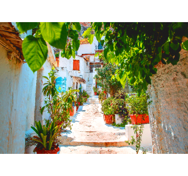 Fotomural ciudad callejón mediterráneo encantador - TenVinilo