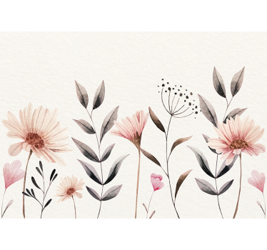 Mural de pared flores delicado arreglo beige - TenVinilo