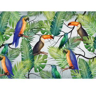 Fotomural animales tema de aves tropicales - TenVinilo