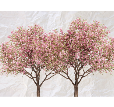 Mural de pared flores árboles rosados en flor - TenVinilo