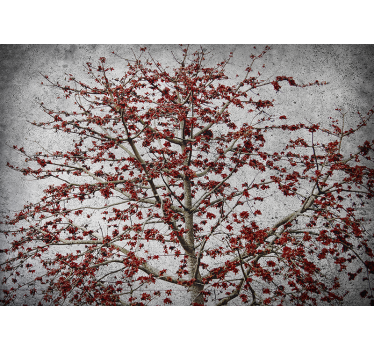 Mural de pared flores Árbol de flores rojas - TenVinilo