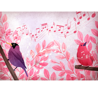 Fotomural animales cantando aves musicales - TenVinilo