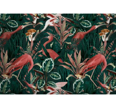 Fotomural animales flamencos en el follaje - TenVinilo