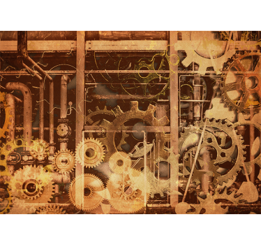 Fotomural texturas mecanismo de engranajes industriales - TenVinilo
