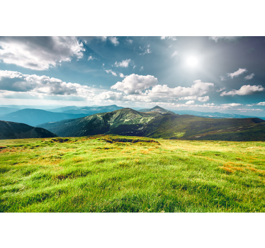 Fotomural de naturaleza pradera y montañas - TenVinilo