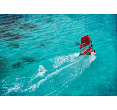 Mural azul windsurfista en el agua - TenVinilo