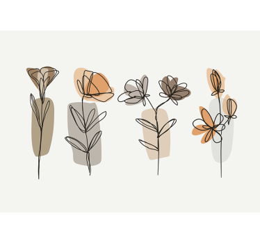 Fotomural de flores arte lineal estilo minimalista - TenVinilo