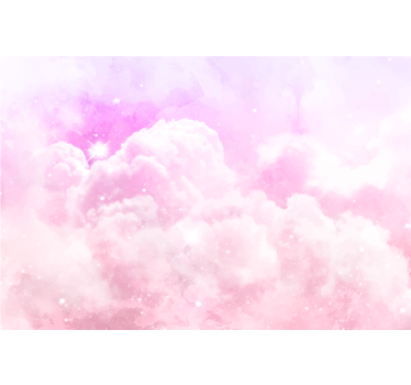 Papel pintado infantil cielo nubes rosa - TenVinilo
