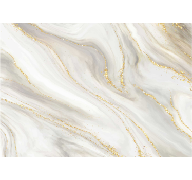 Fotomural baño mármol blanco con vetas imitación color dorado - TenVinilo