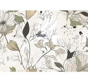 Fotomural para baño ilustración flores y hojas - TenVinilo