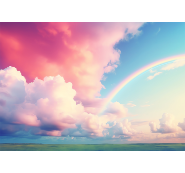 Mural de pared infantil para pared cielo nubes y arcoíris - TenVinilo
