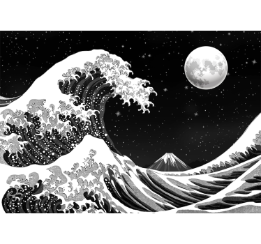 Fotomural arte clásico ola kanagawa japonesa de noche - TenVinilo