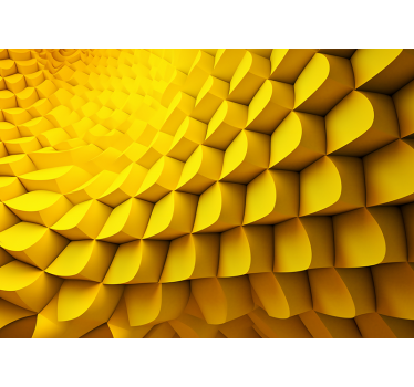 Fotomural amarillo 3D geometría futurista - TenVinilo