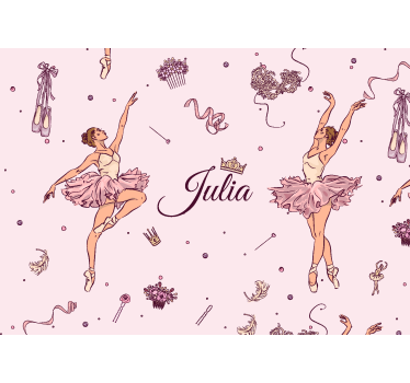 Mural habitación juvenil ballet con nombre - TenVinilo