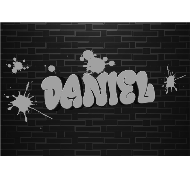 Papel pintado ladrillo graffiti gris con nombre - TenVinilo