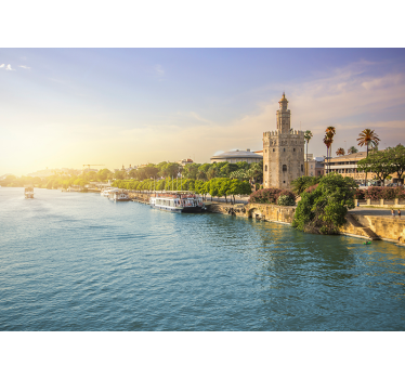 Fotomural ciudad vista al río sevilla - TenVinilo
