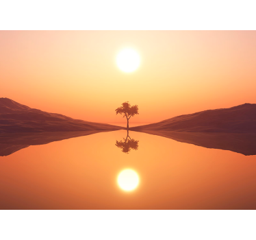 Papel pintado paisaje sereno lago amanecer - TenVinilo