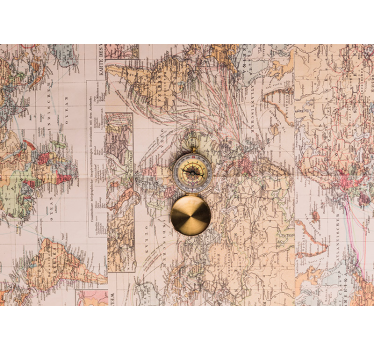 Papel pintado mapamundi decoración de cartografía vintage - TenVinilo