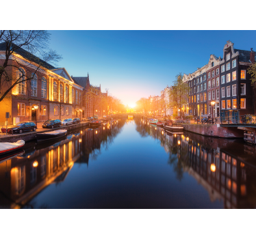 Fotomural de Ámsterdam atardecer del canal de amsterdam - TenVinilo