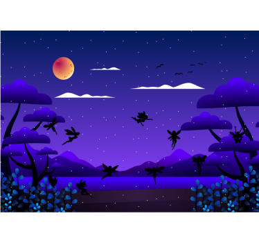 Mural de pared infantil cielo nocturno encantado - TenVinilo