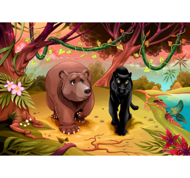 Mural de pared infantil vida silvestre encantada - TenVinilo
