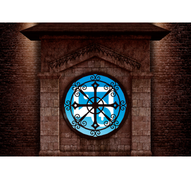 Papel pintado 3D ventana circular de piedra con foto - TenVinilo
