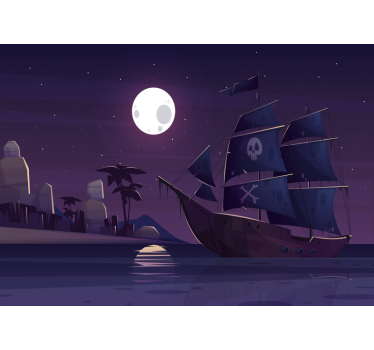 Mural infantil pared imágenes de aventuras piratas - TenVinilo