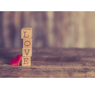Papel mural pared textura madera frase love - TenVinilo