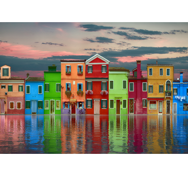 Fotomural ciudad colorido canal de burano - TenVinilo