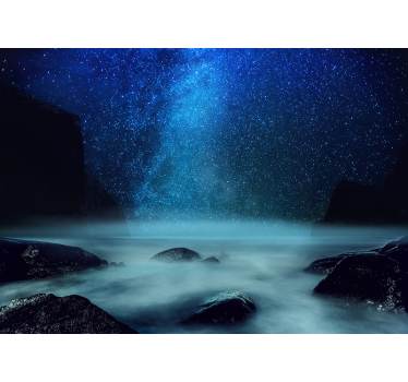 Papel pintado paisaje marino de noche estrellada - TenVinilo
