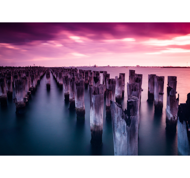 Papel pintado paisaje escena del atardecer en el muelle - TenVinilo
