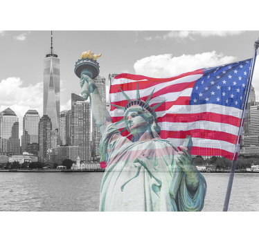 Fotomural Nueva York estatua de la libertad en el horizonte - TenVinilo