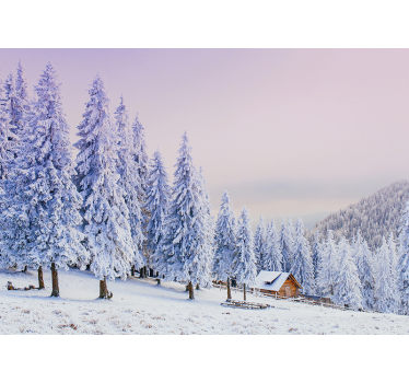 Fotomural montañas retiro en el bosque nevado - TenVinilo