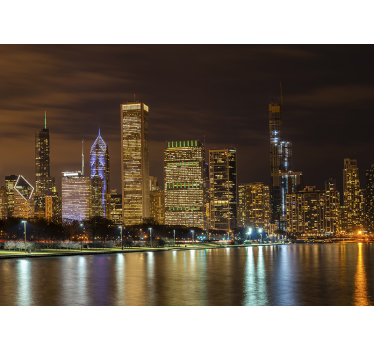 Fotomural berlín skyline de chicago de noche - TenVinilo
