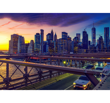 Fotomural ciudad skyline de nueva york al atardecer - TenVinilo