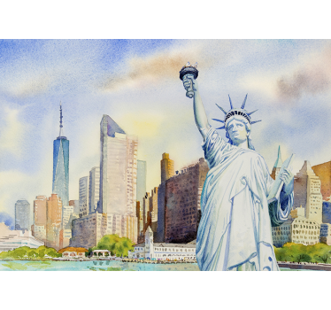 Fotomural Nueva York horizonte de la estatua de la libertad - TenVinilo