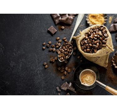 Mural para cocina granos de café y accesorios - TenVinilo