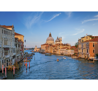 Mural pared dormitorio ciudad canales de Venecia atardecer - TenVinilo