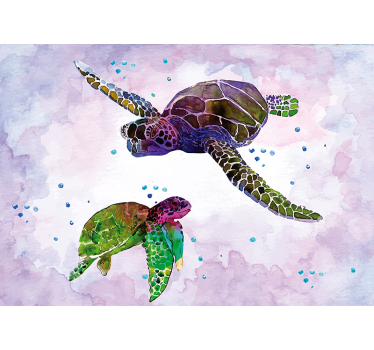 Fotomural animales tortuga de mar colorida - TenVinilo