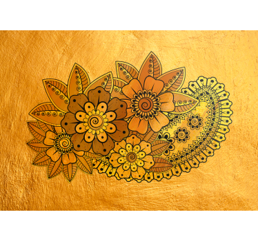 Mural de pared flores diseño floral amarillo - TenVinilo