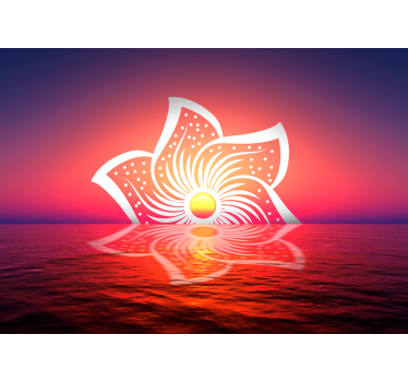 Mural para comedor diseño amanecer de hibiscos - TenVinilo