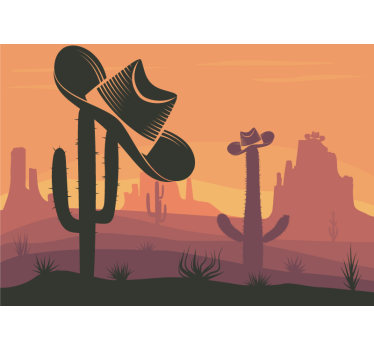 Fotomural animales cactus con sombrero de vaquero - TenVinilo
