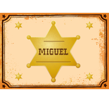 Mural de pared infantil estrella de sheriff personalizada - TenVinilo