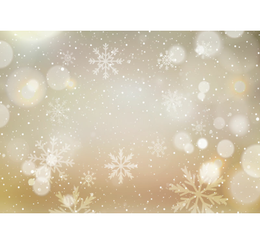 Mural de pared navidad atmósfera de copos de nieve beige - TenVinilo