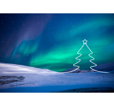 Mural de pared navidad paisaje de auroras boreales - TenVinilo